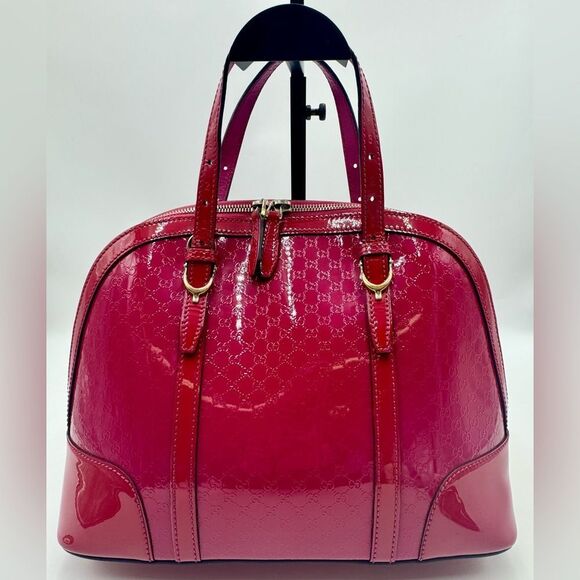 Gucci Handbags - Auth Gucci Bright Bouganville Microguccisima Patent Leather Small Nice Dome Bag